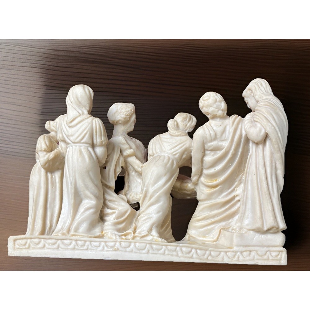 Vintage Italian Cast Marble Alabaster Descent From The Cross Religious Sculpture - Picture 7 of 9